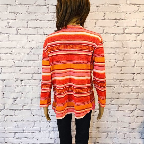 LAUREN by RALPH LAUREN, Pink and orange striped pullover sweater, size: XL - Picture 9 of 12
